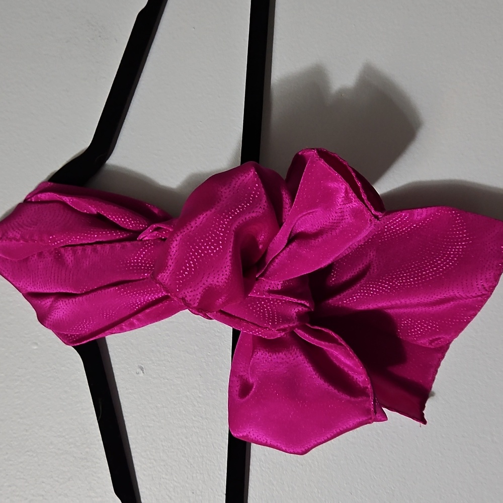 Elegant Vibrant Pink Wide Long Scarf Bow 10x52